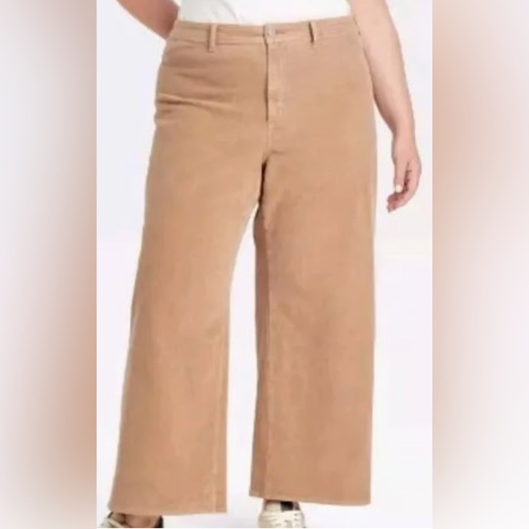Universal Thread Pants - Wide leg corduroy pants. High rise ankle length. 98% cotton. Khaki/ tan 16 NWOT